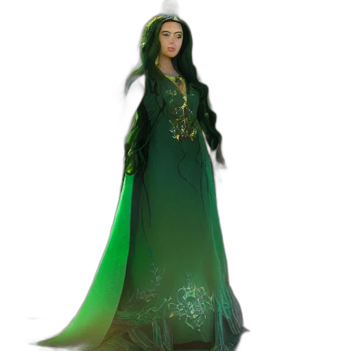 dress, concept art, fantasy art, 3d render, pixel art, green, dark, young transparent PNG cut-out