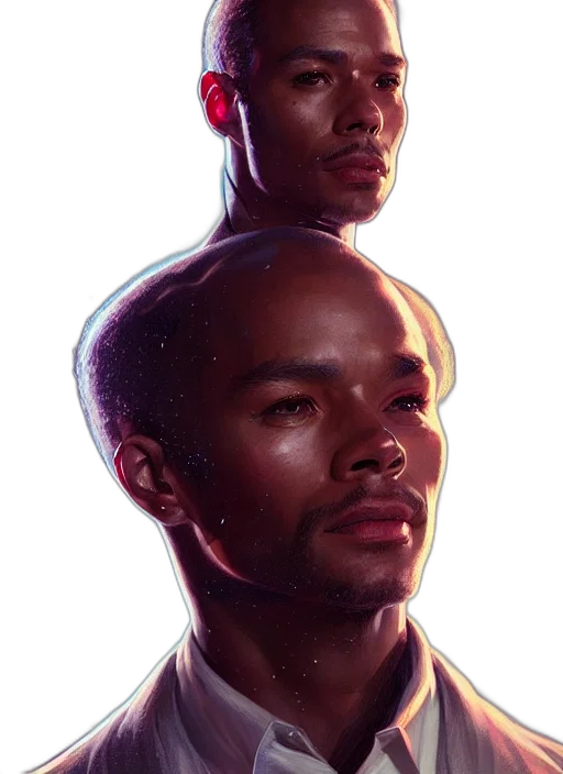 face, concept art, comic book art, photorealistic, cyberpunk, outer space, neon lights, portrait transparent PNG cut-out