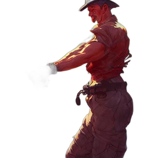 weapon, staff, hat, robot, concept art, comic book art, fantasy art, cyberpunk transparent PNG cut-out