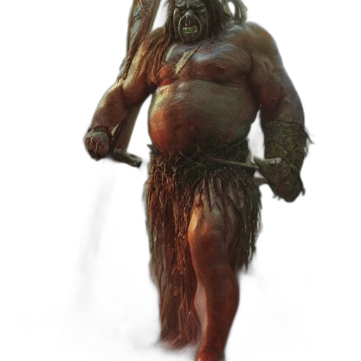 creature, animal, staff, concept art, fantasy art, 3d render, photorealistic, orc transparent PNG cut-out