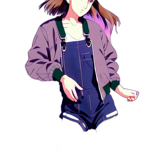 jacket, dress, staff, vaporwave transparent PNG cut-out