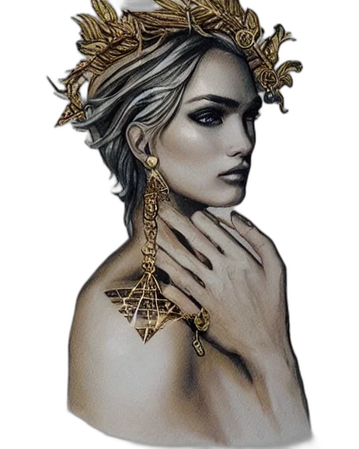 jewelry, crown, mask, face, fantasy art, photorealistic, concept art, watercolor transparent PNG cut-out