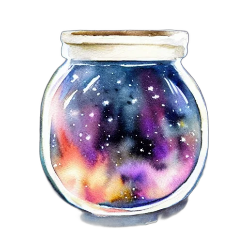 bottle, dress, watercolor, fantasy art transparent PNG cut-out