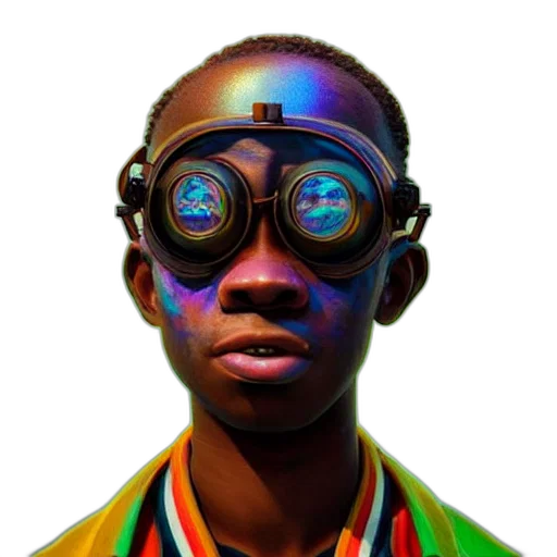 mask, face, robot, staff, cyberpunk, concept art, photorealistic, 3d render transparent PNG cut-out