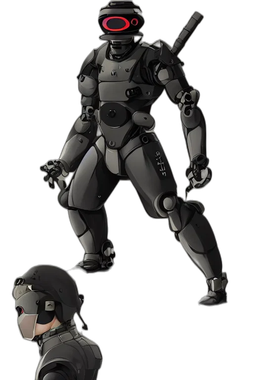 robot, concept art, 3d render, cyberpunk transparent PNG cut-out