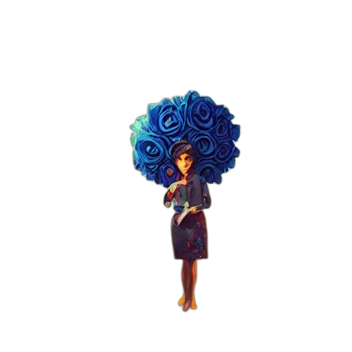flower, crown, dress, umbrella, pixel art, concept art, 3d render, fantasy art transparent PNG cut-out
