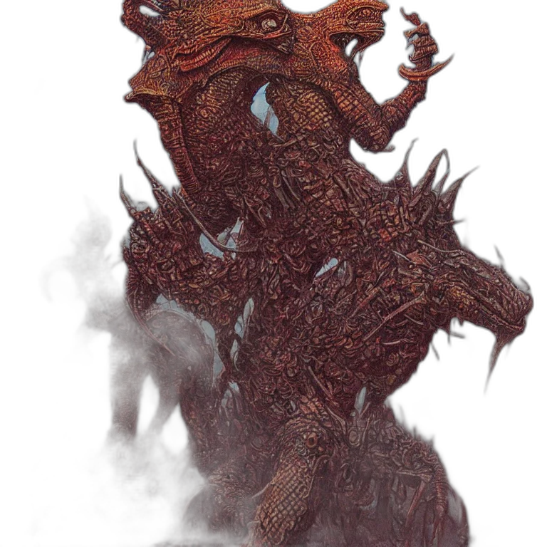 dragon, creature, staff, mask transparent PNG cut-out