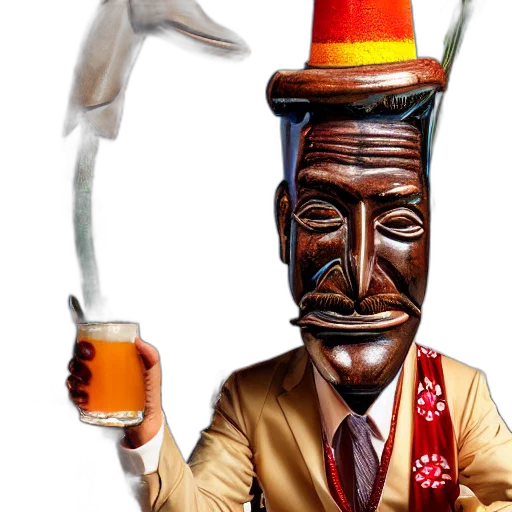staff, hat, mask, face, concept art, fantasy art, 3d render, closeup transparent PNG cut-out