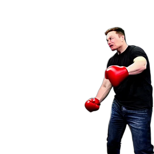 weapon, 3d render, concept art, photorealistic, elon, musk, boxing, elmo transparent PNG cut-out
