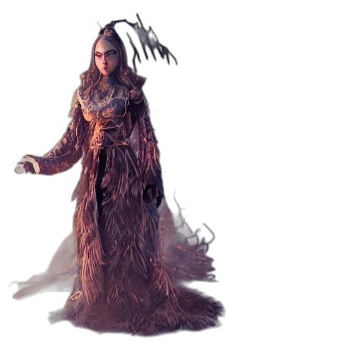 creature, dress, hair, staff transparent PNG cut-out