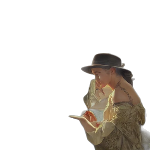 hat, staff, jacket, jewelry, oil painting, photorealistic, concept art, fantasy art transparent PNG cut-out