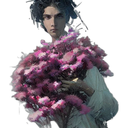flower, creature, crown, dress, concept art, fantasy art, photorealistic, cyberpunk transparent PNG cut-out