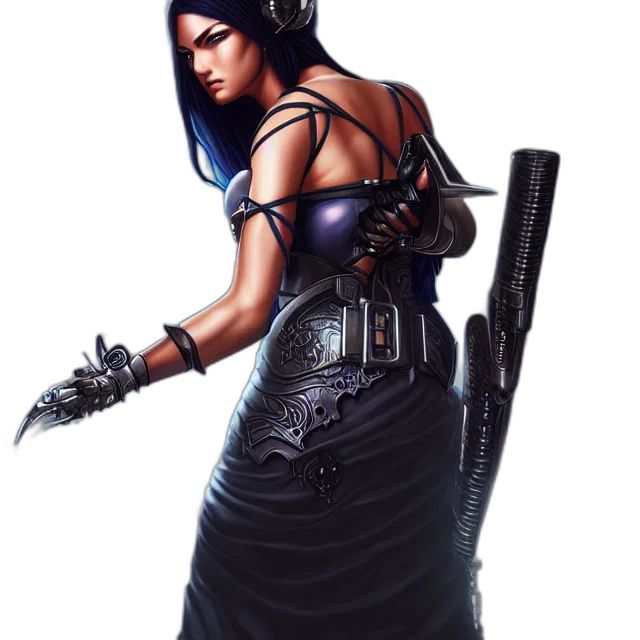 weapon, staff, dress, concept art, fantasy art, cyberpunk, pixel art, dark transparent PNG cut-out