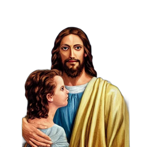 face, photorealistic, pixel art, oil painting, 3d render, jesus, knight, blue transparent PNG cut-out