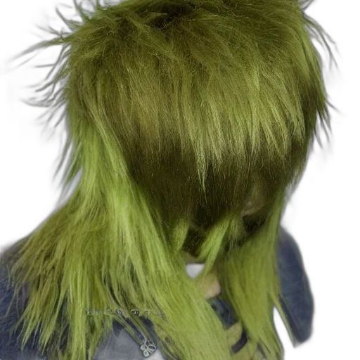 hair, hat, mask, creature, 3d render, green, frownest, them transparent PNG cut-out