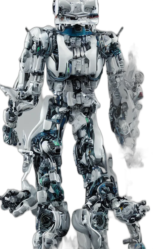 robot, weapon, concept art, 3d render transparent PNG cut-out