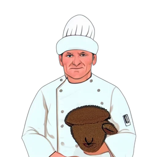 hat, food, staff, hair, cartoon, pixel art, concept art, earth tones transparent PNG cut-out
