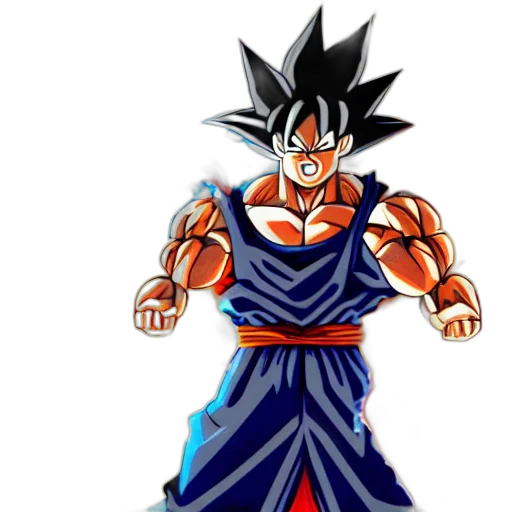 concept art, 3d render, cartoon, anime, decapitated, goku transparent PNG cut-out