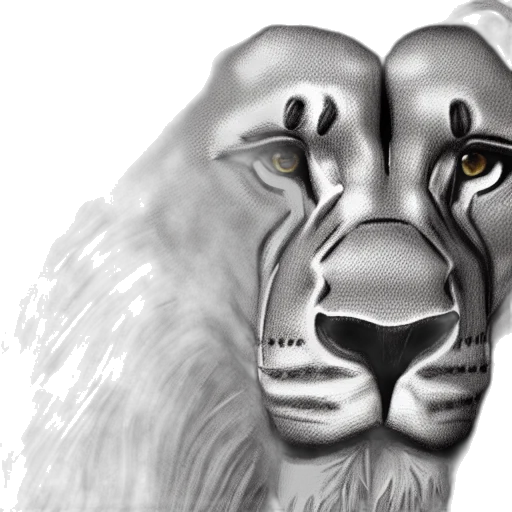animal, face, photorealistic, pencil sketch, 3d render, fantasy art, lion, holding transparent PNG cut-out