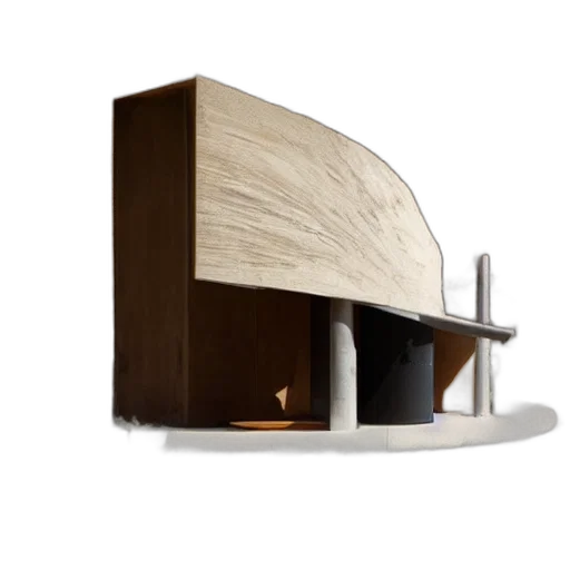 furniture, 3d render, concept art, biophilia, architecture, building, desert transparent PNG cut-out