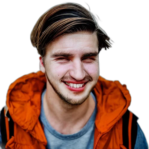 face, jacket, staff, hair transparent PNG cut-out