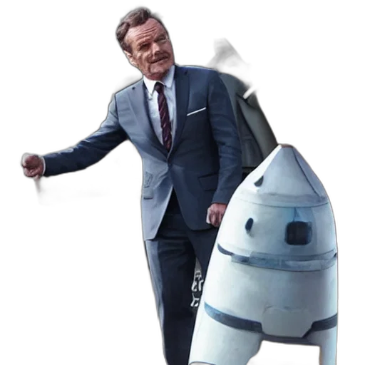 robot, staff, concept art, 3d render, outer space, bryan, cranston, suit transparent PNG cut-out