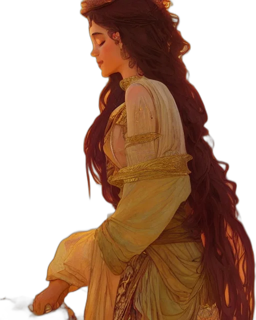 dress, hair, crown, fantasy art, concept art, oil painting, photorealistic, fire transparent PNG cut-out