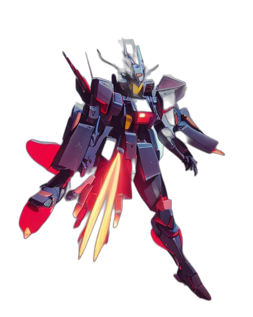 weapon, robot, sword, concept art, pixel art, 3d render, red, highly transparent PNG cut-out