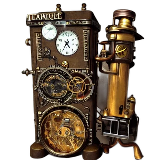 furniture, robot, weapon, staff, steampunk, time, machine transparent PNG cut-out