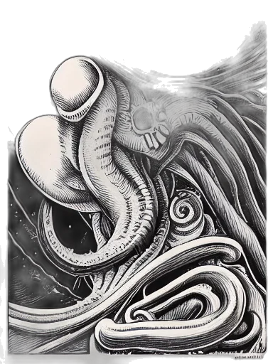 dragon, creature, hair, pencil sketch, fantasy art, concept art, comic book art, outer space transparent PNG cut-out