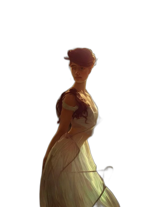 dress, crown, staff, face, concept art, fantasy art, watercolor, oil painting transparent PNG cut-out