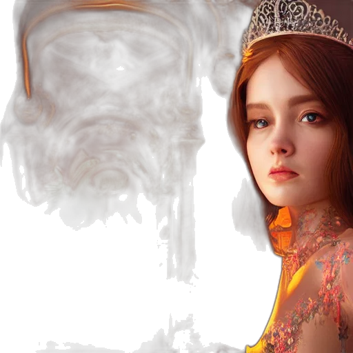 crown, dress, face, fantasy art transparent PNG cut-out