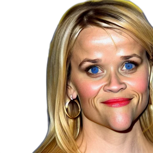 face, photorealistic, cartoon, reese, witherspoon, spoon, macro, shot transparent PNG cut-out