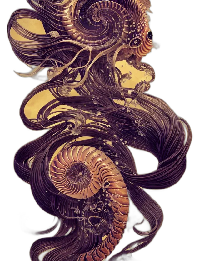 creature, hair, dragon, mask, fantasy art, concept art, watercolor, comic book art transparent PNG cut-out
