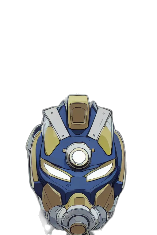 mask, robot, weapon, jewelry, concept art, 3d render, anime, fantasy art transparent PNG cut-out