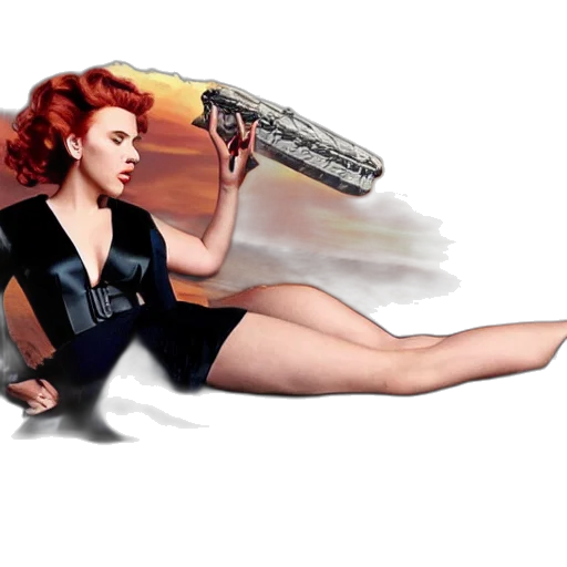 weapon, concept art, comic book art, pixel art, cyberpunk, outer space, scarlett, johansson transparent PNG cut-out
