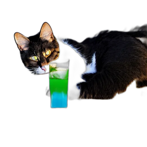 animal, staff, creature, bottle, 3d render, photo, cat, chilling transparent PNG cut-out