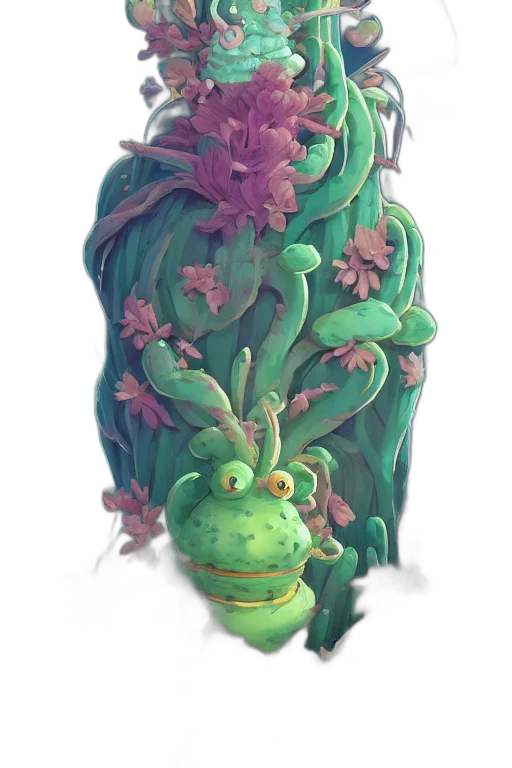 crown, creature, dragon, flower, concept art, fantasy art, watercolor, 3d render transparent PNG cut-out