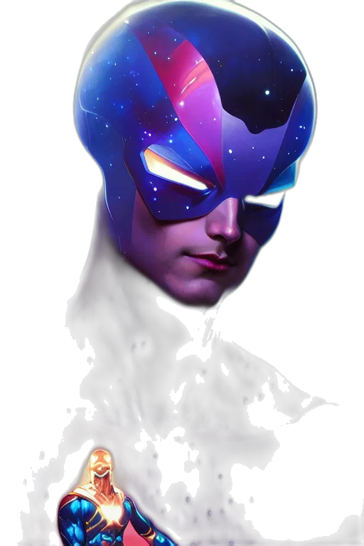 mask, face, crown, robot, concept art, fantasy art, comic book art, 3d render transparent PNG cut-out