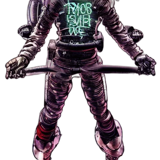 robot, jacket, staff, weapon transparent PNG cut-out