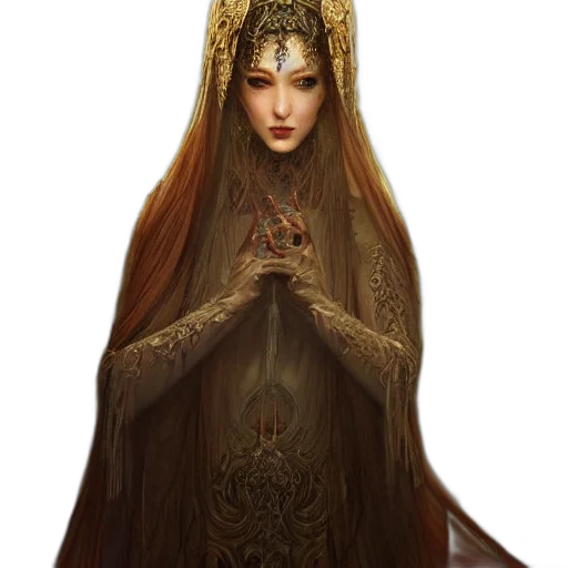 dress, crown, jewelry, face, fantasy art, concept art, photorealistic, oil painting transparent PNG cut-out
