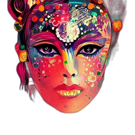 mask, face, crown, jewelry, fantasy art, watercolor, photorealistic, concept art transparent PNG cut-out
