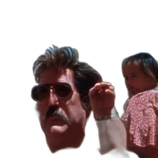face, hair, mask, jacket, vaporwave, fire, film, still transparent PNG cut-out