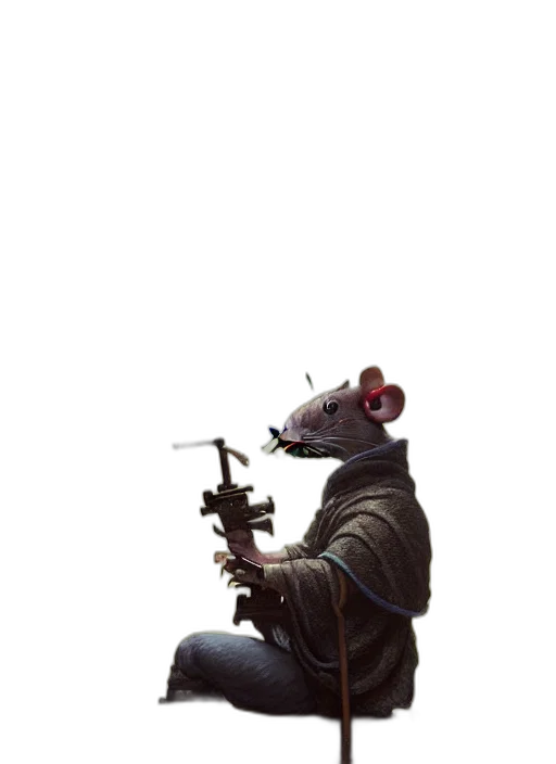 weapon, jacket, animal, staff, concept art, cyberpunk, fantasy art, comic book art transparent PNG cut-out