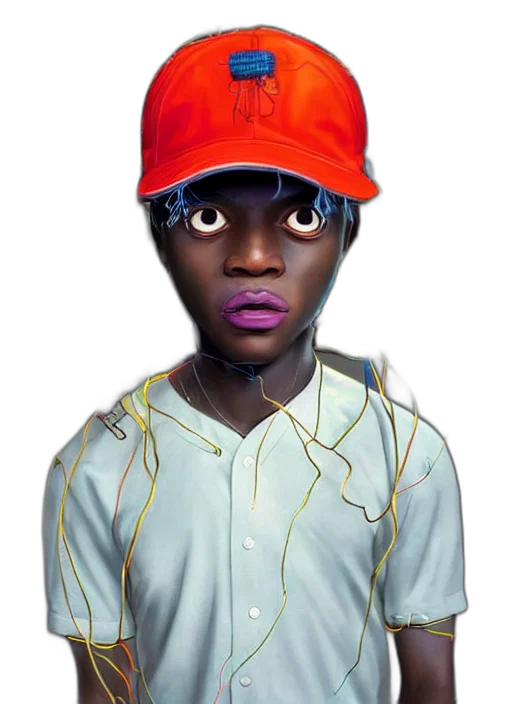 face, hat, mask, jacket, photorealistic, concept art, 3d render, cartoon transparent PNG cut-out