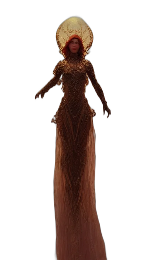 dress, creature, concept art, 3d render, fantasy art, earth tones, ascending, dark transparent PNG cut-out