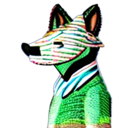 staff, mask, animal, jacket, 3d render, pixel art, concept art, vaporwave transparent PNG cut-out