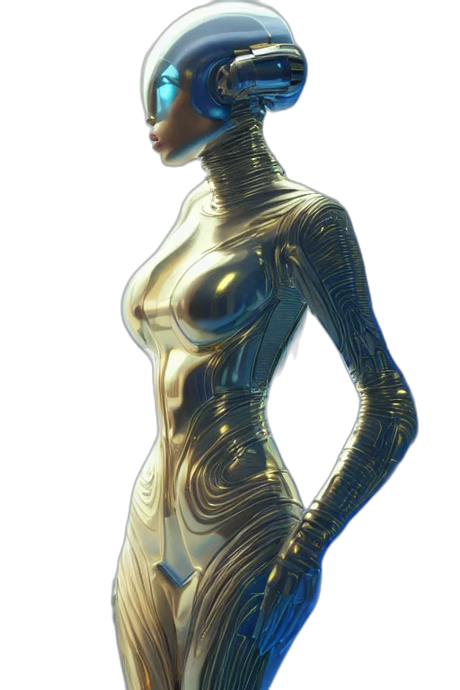 dress, jewelry, robot, staff transparent PNG cut-out