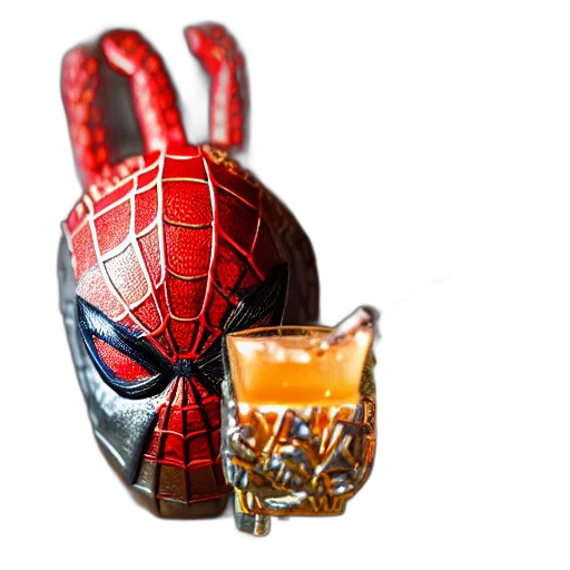 mask, bottle, food, 3d render, closeup, photorealistic, photograph, spider transparent PNG cut-out