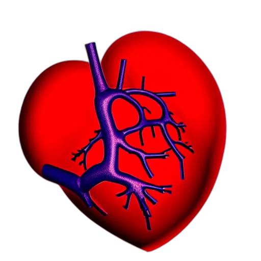 3d render, close, anatomical, model, human, heart, made, transparent transparent PNG cut-out